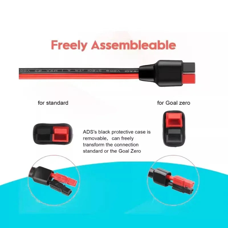 12AWG 30A Plug Connector Cable Solar Male to Female Connection Cord Outdoor Energy Storage Electric Vehicles Power Adapter