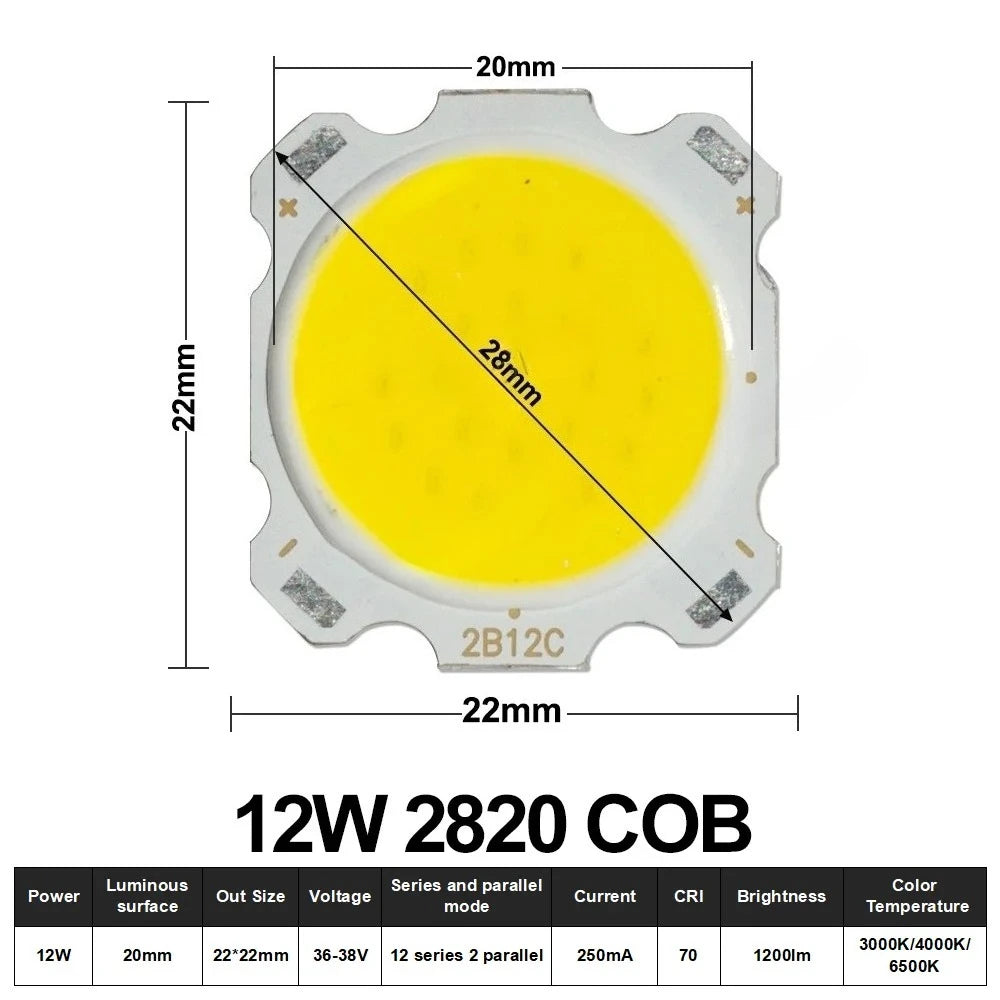 10pcs COB LED 3W 5W 7W 10W 12W 15W 18W 30W 36W Neutral Cold Warm White 13mm 20mm 28mm 1919 Chips Lamp SpotLight Downlight DIY