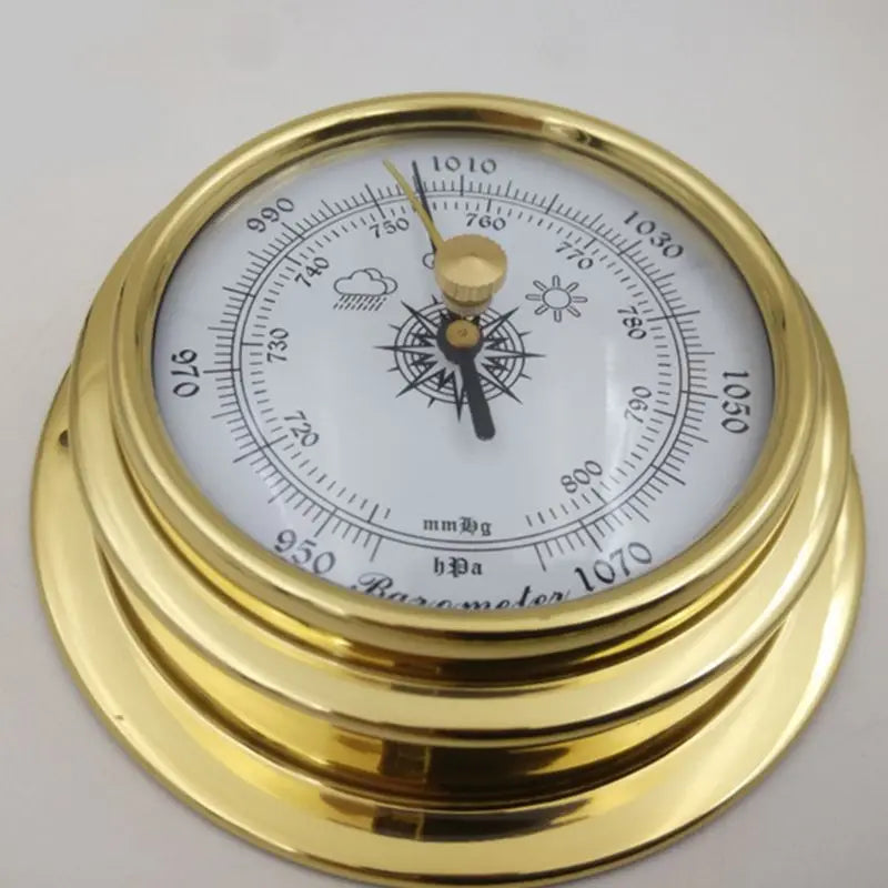 367D 4 Pcs Boat Barometer Clock Thermometer Hygrometer Weather Station Set Wall Mounting Type Brass for Case for Shell Lightw
