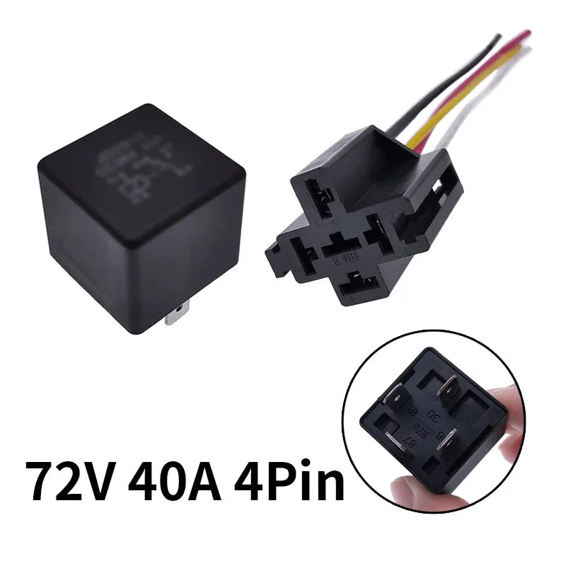JD2912 4 Pin 5 Pin 40A Auto Car Relay DC 12V 24V 36V 48V with Mounting Hole Coil Power 1.8W Automobile Control Device with Line