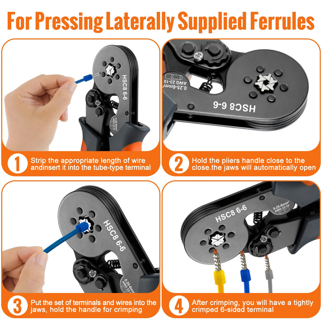 WOZOBUY Hexagonal Self-Adjustable Ratchet,Ferrule Crimping Tool Kit, Crimper Kit with 400/800/1200/1800/1900pcs Wire Terminals
