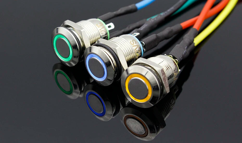 1PC 12MM with LED 3V 5V 12V 24V 220V Metal Button Switch Momentary push button auto reset waterproof illuminated