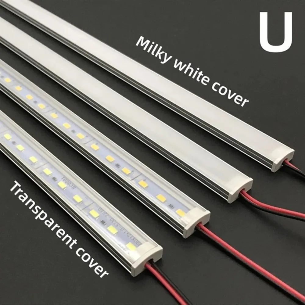 1-10 PCS LED Rigid Strip DC12V 50CM 20 Inch SMD5730 36LEDs U/V-Shaped Flat LED Aluminum Channel Rigid Strip for Indoor Lighting