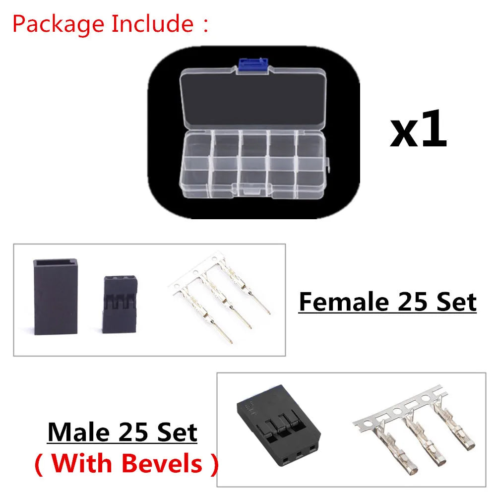 50PCS DIY Servo Extension Cable JR/Futaba Connector Male/Female Plug with 2.54 Terminal for RC Robot Airplane Car Servo ESC