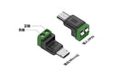 USB C to 2Pin Terminal Adapter Screw Solderless Plug Type-C to 2 Pin Crimp Terminal Block 5V Charging Conversion
