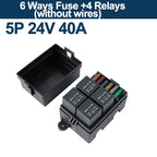 12V/24V 40A 4/5 Pin 6-Way Fuse Relay Box, 4 Relay Holder Standard ATO Fuse Block with Free Assembly for Car Motorcycle
