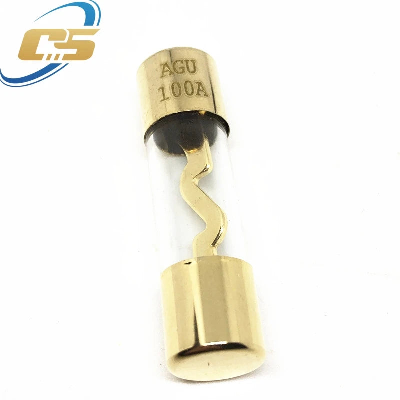 5PCS 10*38MM Gold Plated Glass AGU Fuse Fuses Pack Car Audio Amp Amplifier 10A 15A 20A 25A 30A 40A 50A 60A 70A 80A 100A Car Fuse
