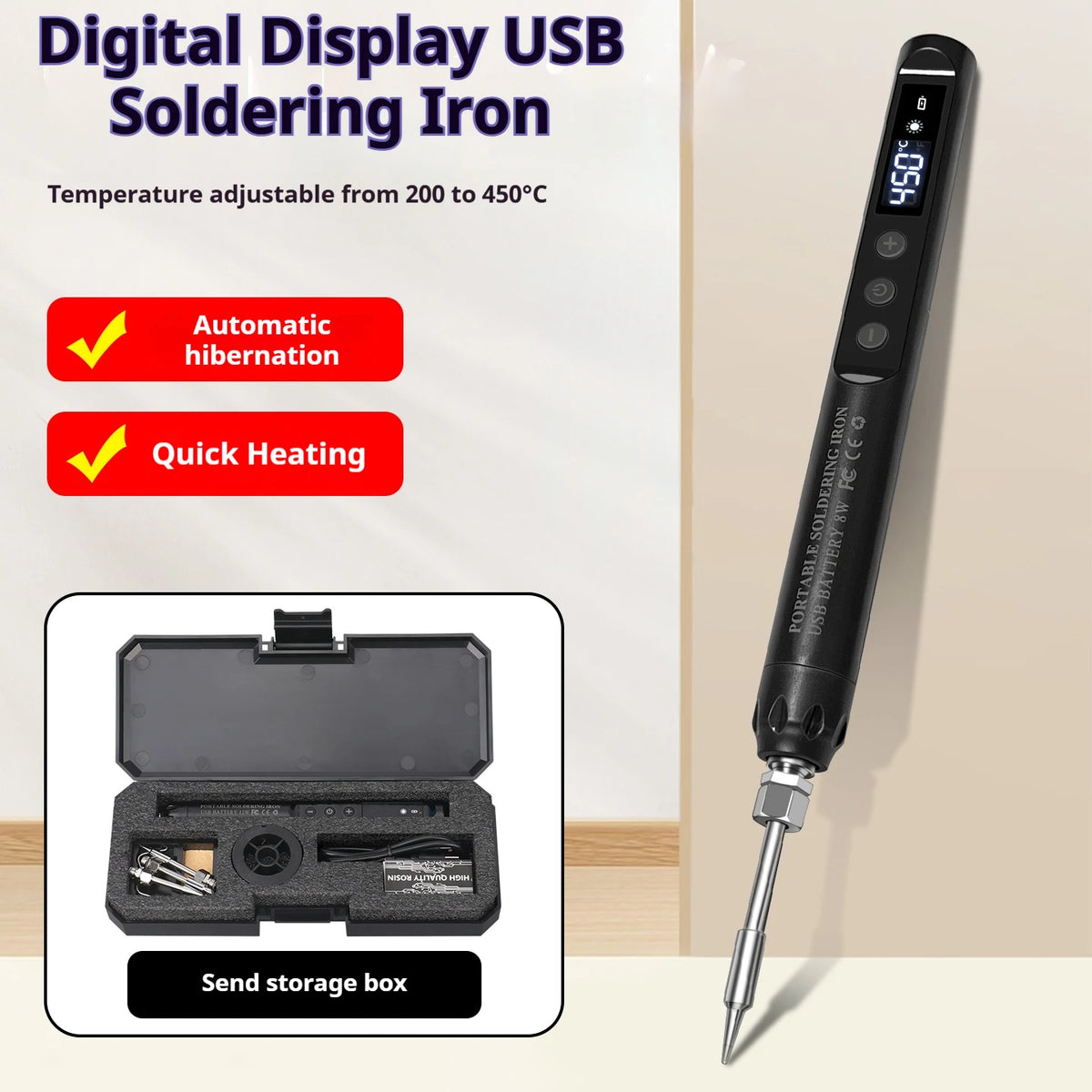 KANOYU Wireless solder iron usb charging portable digital display intelligent lithium battery for small home maintenance