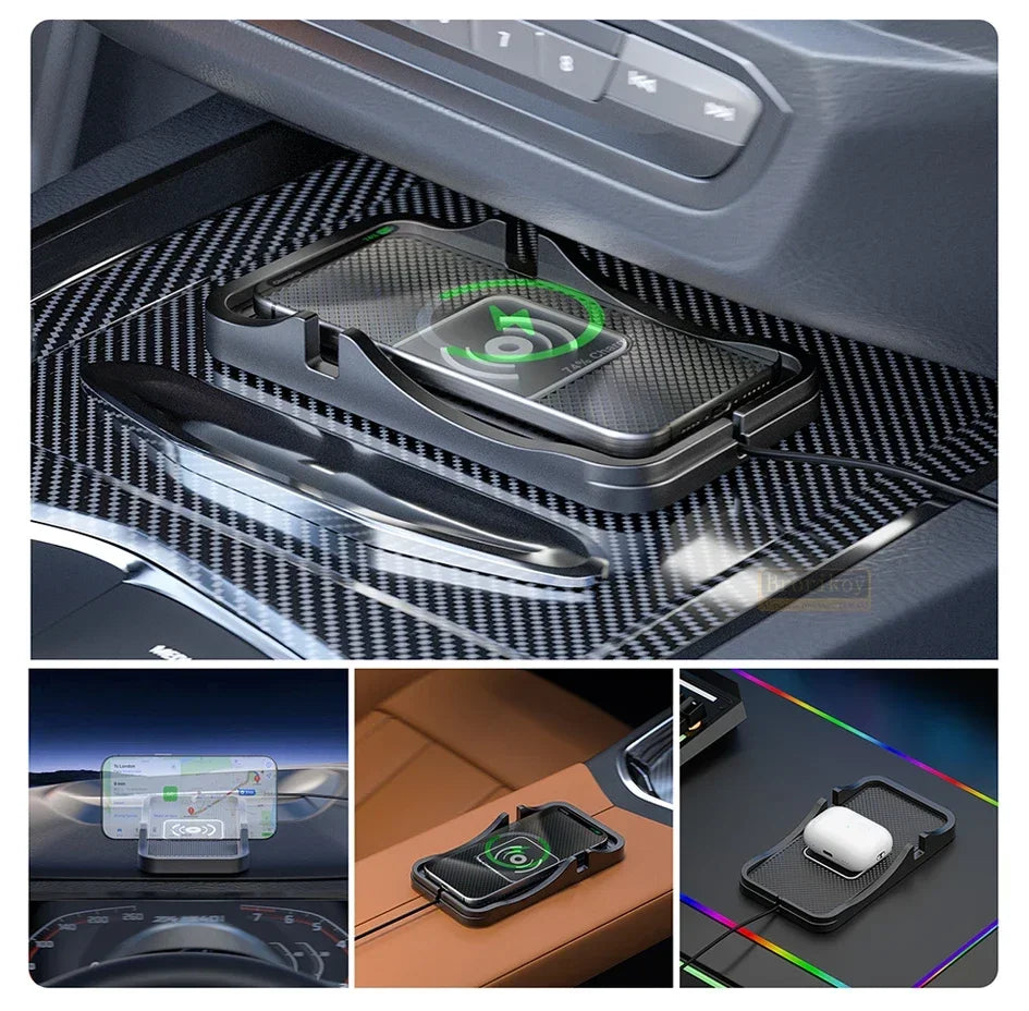 15W Fast Car Wireless Charger Anti-skid Silicone Charging Pad For Samsung HUAWEI iPhone Charging Mat for Smartphone Car Styling