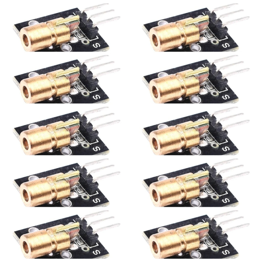 10 Pcs KY-008 Laser Head Sensor Module 5V 650NM Dot Laser 6mm 15x24mm 2.2g - Power Supply Ready