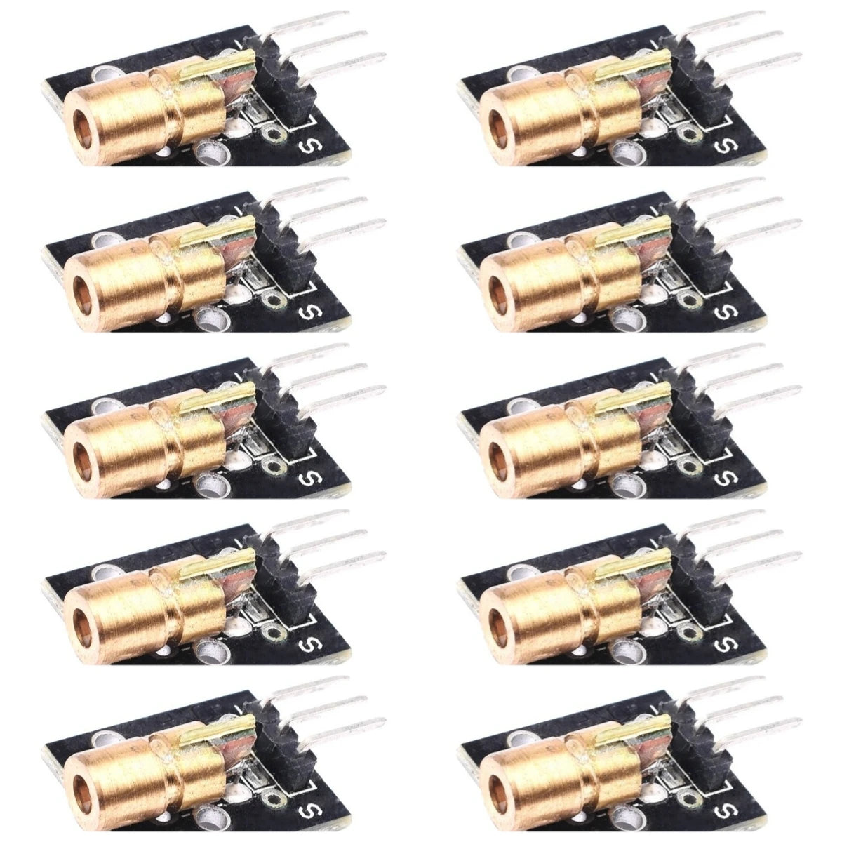 10 Pcs KY-008 Laser Head Sensor Module 5V 650NM Dot Laser 6mm 15x24mm 2.2g - Power Supply Ready