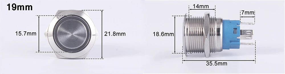 12/16/19/22mm Waterproof Metal Push Button Switch LED Light Momentary Car Engine Power Switches 5V 12V toggle 220V Volt