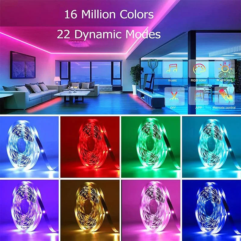 DC24V Led Strip Lights Music Sync 5050RGB Led Lights10m 20m 30m 40m Flexible Ribbon for Room Bedroom Decor TV Backlights