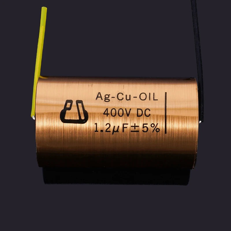 1pcs Copper foil Oil-Impregnated Silver Pin Polar Capacitor HIFI Audio DIY Grinding Mill Frequency Division Coupling MKP