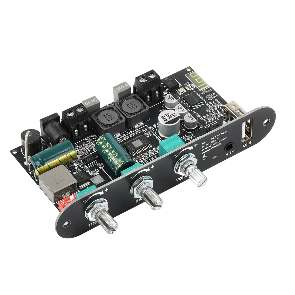 ZK-1001U TPA3116D2 Mono 100W Bluetooth 5.3 Amplifier Board 9-24V Boost AUX USB Bass Treble for DIY TWS Speaker