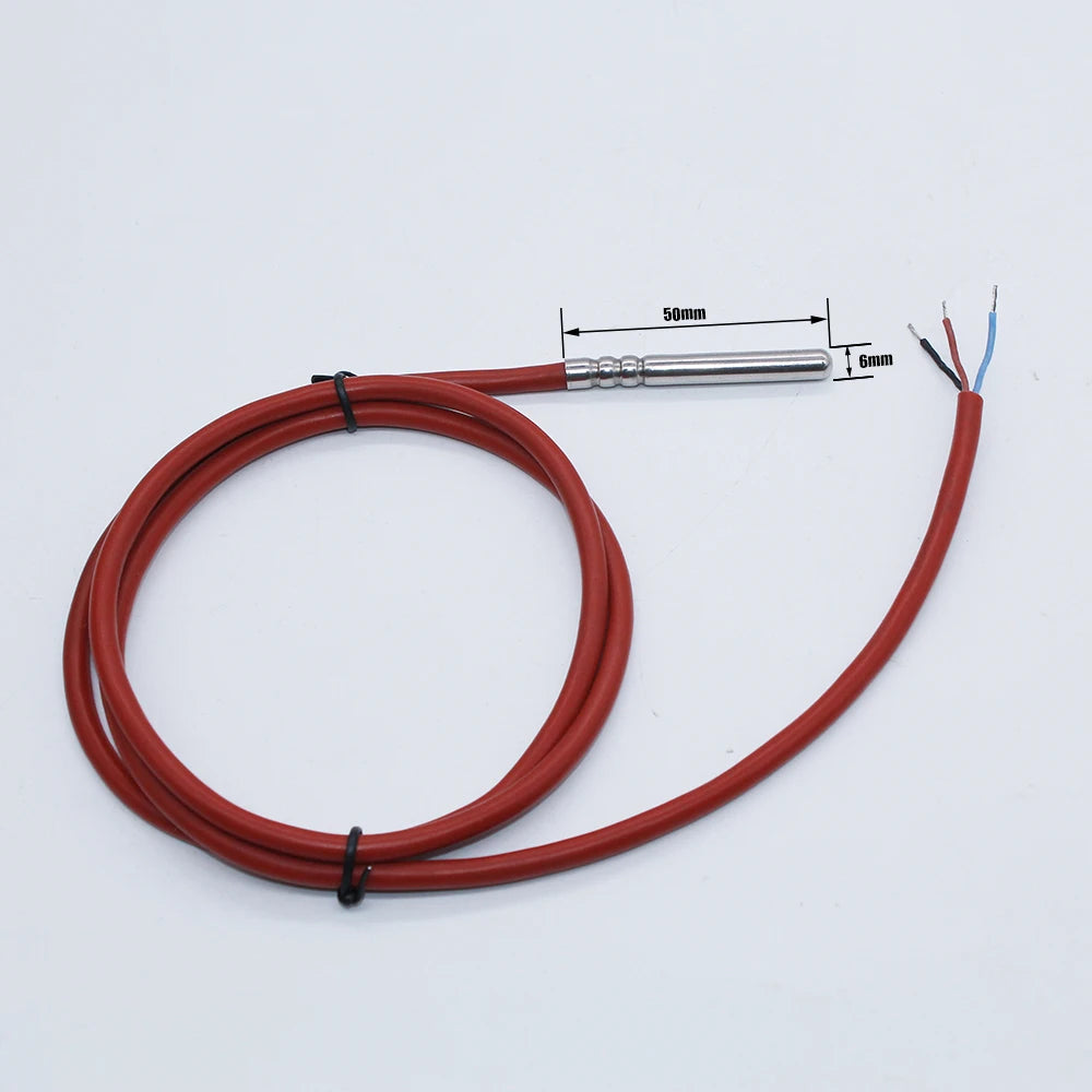 DS18B20 Temperature Sensor Stainless Steel 3.0V-5V Voltage -20~+80'C Celsius Oil Proof Waterproof Temp. Silicone Cable Probe