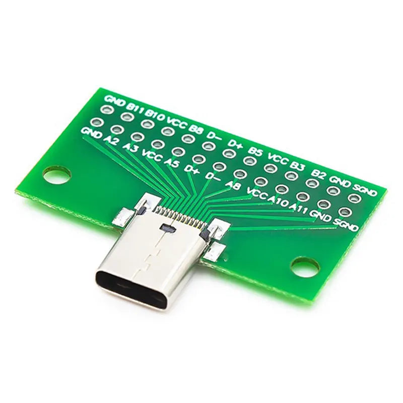 Type-C Male to Female USB 3.1 Test PCB Board Adapter Type C 24P 2.54mm Connector Socket For Data Line Wire Cable Transfer