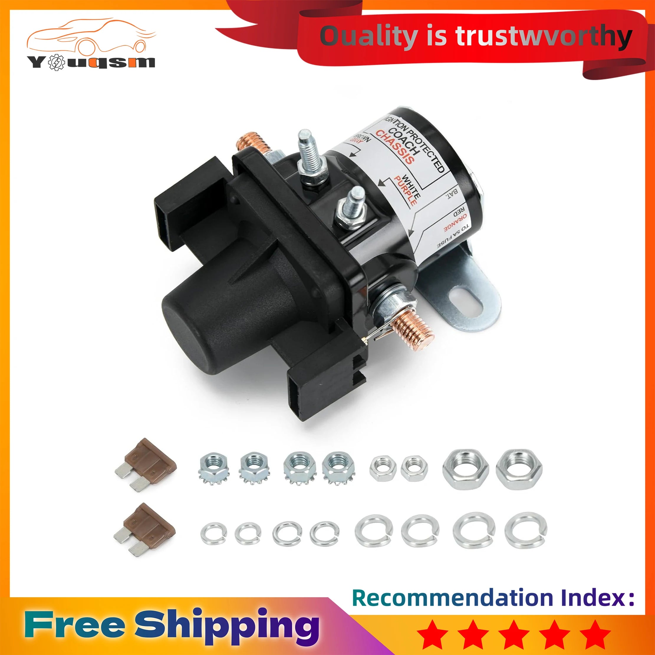 0100055000 Battery Disconnect Relay for RV - 12V Latching Solenoid, Compatible with Intellitec 01-00055-000