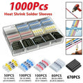 50-1000Pcs Heat Shrink Butt Crimp Terminals Waterproof Solder Seal Electrical Butt Connectors Wire Cable Splice Terminal Kit