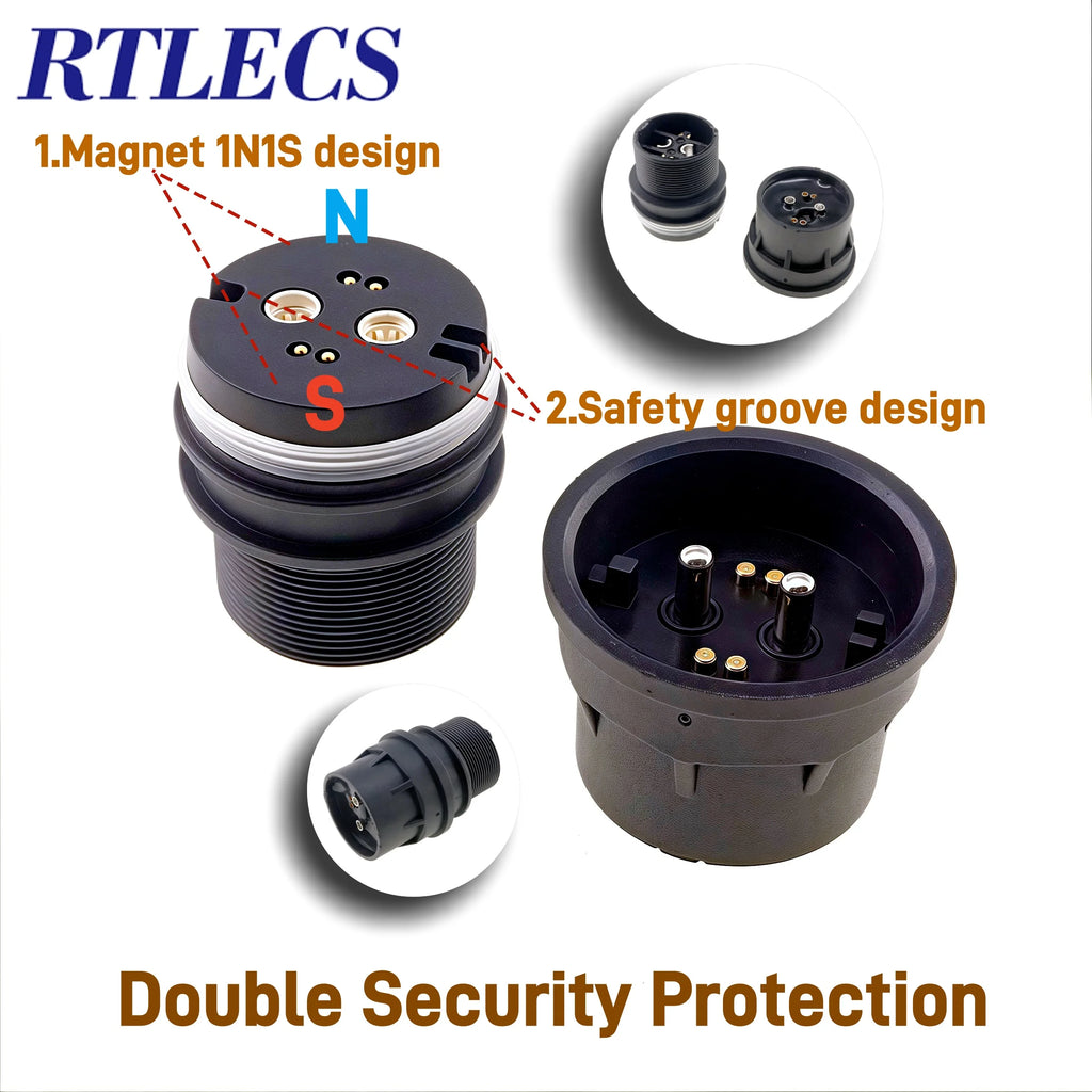 Waterproof Magnetic Circular Connector 18A 24V Male Female 4+2 Pin DC Power Charger Military-grade 12AWG Wire Threaded Gold Plat
