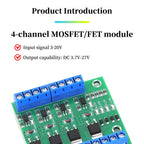 4 Way Mos Optocoupler Isolatie Module Pwm 3-20V 10A Foto-elektrische Isolator Houder Rail Plc Drive Motor Board