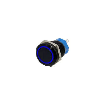 Black Metal Push Button Switch Start Stop 12/24/220V 16/19/22mm Connected LED Backlit Rocket Power Controller Momentary/Latching