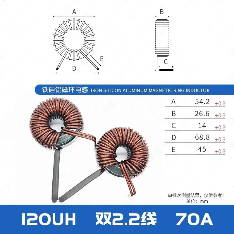 1PCS 47MM Iron Silicon Aluminum 1/1.5/2/3/4 MH 184125 Charging Pile PFC LC Filter Inductor DC-DC