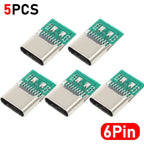 20-1pcs 5/6Pin Type C Female Connectors Usb Electric Terminals Welding DIY Data Cable Support PCB Board Jack Equipment Repair