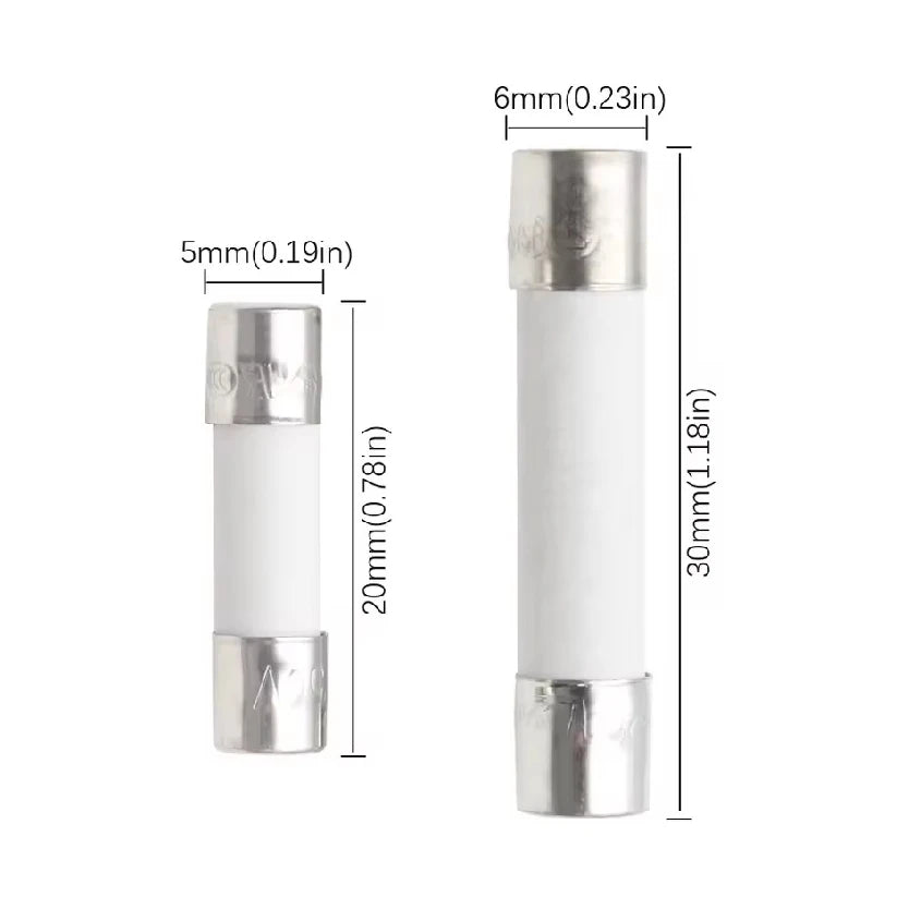 AMP 5*20mm 6*30mm Fast Blow Tube Ceramic Fuses 250V 0.25A -30A