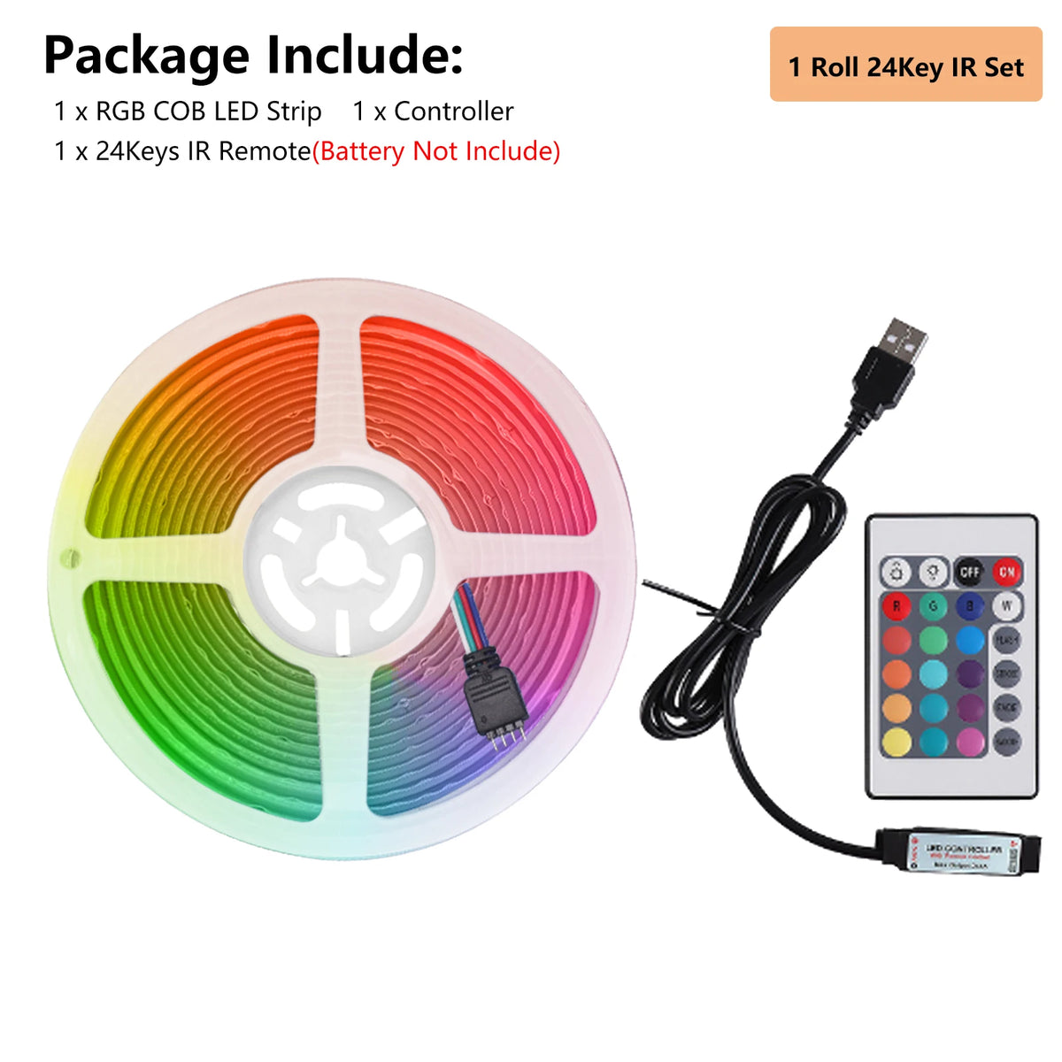 5V RGB COB LED Strip 576LEDs/m Bluetooh App IR Remote Control USB RGB LED Strip Flexible Tape for TV Backlight Room Decoration