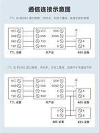 TTL to RS485 Isolated Serial Converter Module-DIN Rail, 3.3V/5V, Lightning & Surge Protection, 1200m Range, 15KV ESD Shield