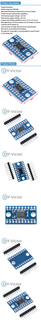 5Pcs TXS0108E 8 Channel Logic Level Converter Bi-Directional High Speed Full Duplex Shifter 3.3V 5V for Arduino Raspberry Pi