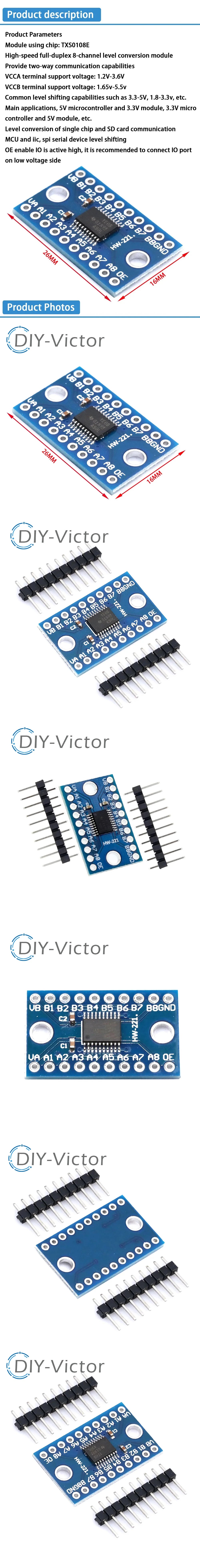 5Pcs TXS0108E 8 Channel Logic Level Converter Bi-Directional High Speed Full Duplex Shifter 3.3V 5V for Arduino Raspberry Pi