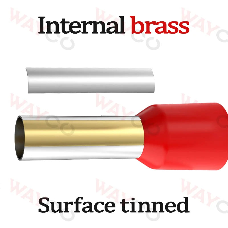 1000PCS Tubular Crimp Terminals Electrical Wire Cable Ferrules Connectors E0508 E7508 E1008 E1508 E2508 E4009 E6012 Ring Sleeve