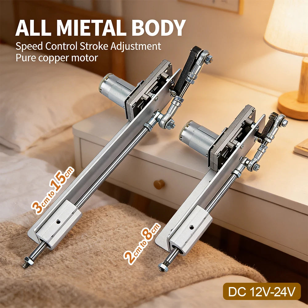 DC Reciprocating Linear Actuator All‑Metal Body Adjustable Stroke Pure Copper Motor DIY Reciprocating Motion Drive Mechanism