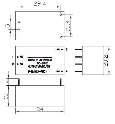 (1 piece) HLK-PM01/HLK-PM03/HLK-PM12 isolation power module 220v to 5v intelligent switch voltage reduction power module