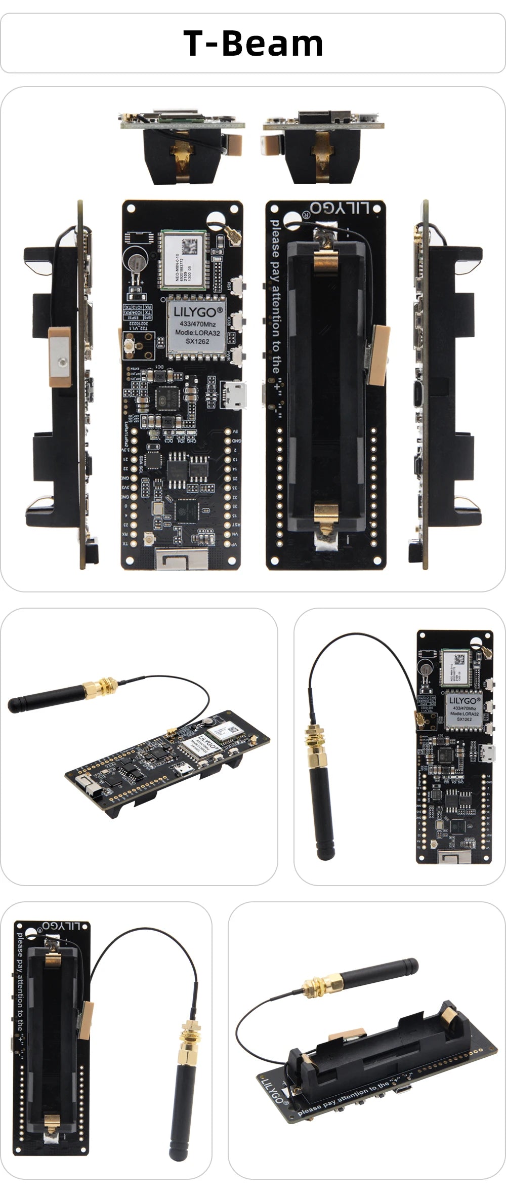 LILYGO® T-Beam ESP32 Development Board SX1262 LoRa Wireless Module GPS NEO-M8N 433/868/915MHz WiFi Bluetooth Integrated Circuits