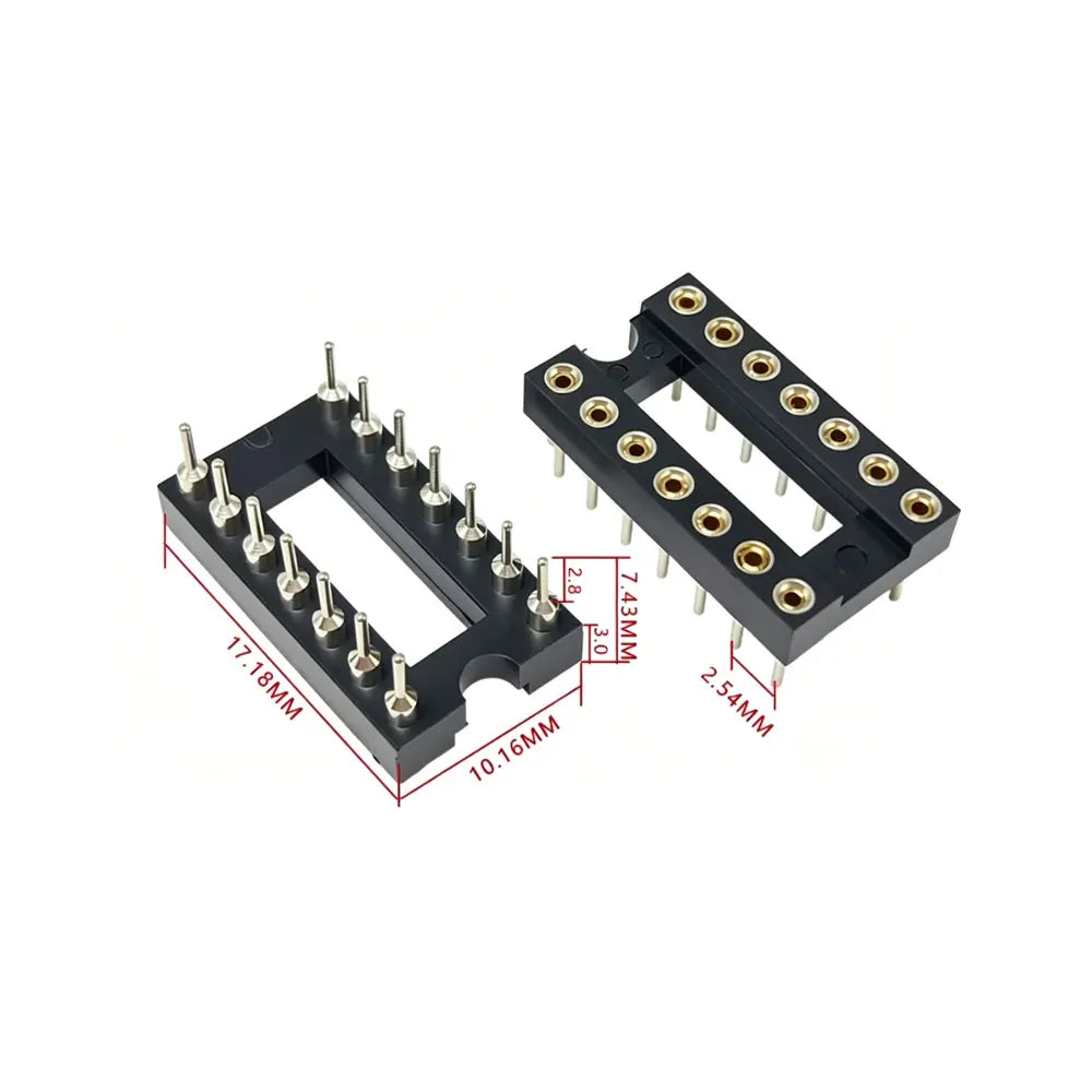5PCS DIP-8 DIP14 DIP16 DIP18 DIP20 DIP24 DIP28 DIP32 DIP40 PIN Round IC SOCKET  Round Hole DIP IC Sockets Adaptor Solder Type