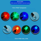 DC12-24V 10mm LED beads Red Green Blue Purple Yellow Pink white UV Round Pre-Wired Water Clear LED With Plastic Holder 10PCS/lot