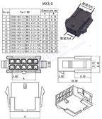 10Sets Micro-Fit 3.0 MM Receptacle Housing Dual Row 2 4 6 8 10 12 14 16 18 20 24 Circuits + Right Angle Header + Crimp Terminal