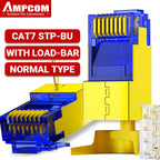AMPCOM RJ45 Connector 50U Gold Plated CAT7 CAT6 CAT5E Pass through Modular Plug 8P8C Crimp End for Solid Wire Stanrded Ethernet