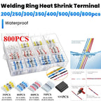 300pcs-800pcs Solder Sealed Wire Connectors Heat Shrink Solder Butt Connectors Solder Connector Kit Automotive Marine Insulation