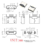 10PCS Micro USB 2P 5P Jack Charging Port Plug Dock Charger DIP SMD For Phone Tabletels Speakers Etc Port Socket Power Connector