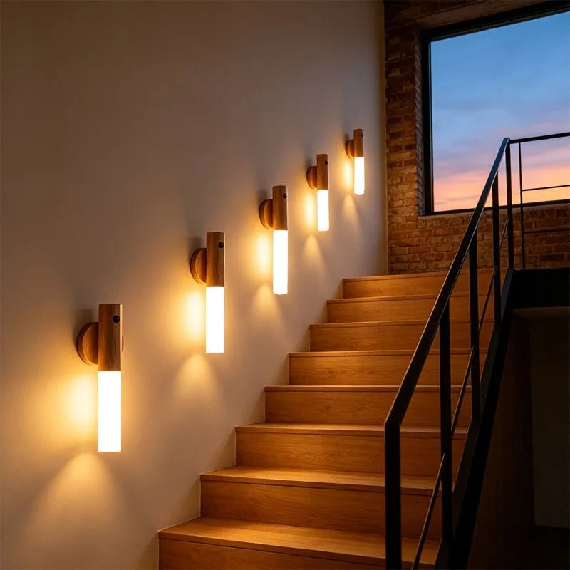 Human Body Sensor Night Light Punch Free Magnetic Rechargeable Wall Lamp Soft Light for Closet Hallway Bedside Multi Scene Use