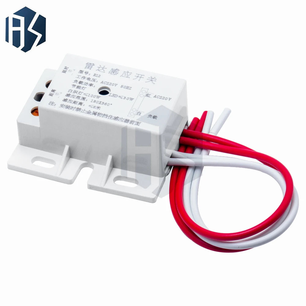 New 220V AC 50Hz Auto Infrared Sensor Switch PIR Microwave Radar Body Motion Sensor Module Adjustable For Time Distance Range