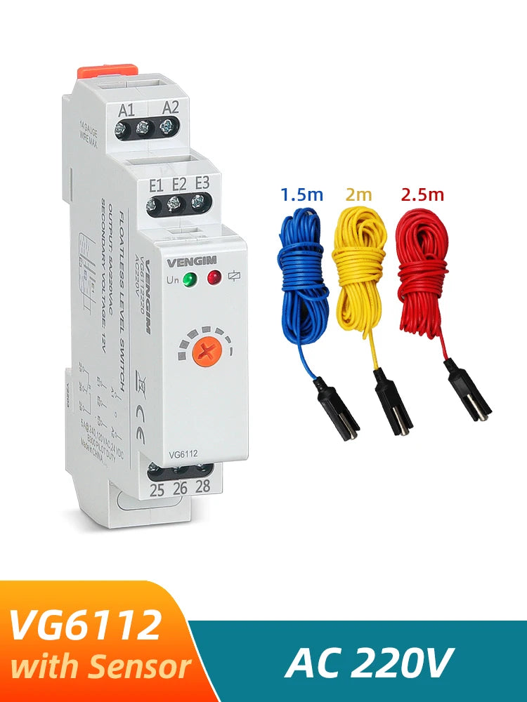 Liquid Level Control Relay Water Level Monitoring Relay 220V Automatic Water Pump Controller Switch with Stainless Sensor