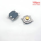 100pcs Tactile Switches 5.2x5.2 Smd Push Button 4*4*1.5mm/1.6/1.7/1.8/1.9/2/2.5/3/3.5/4/4.5/5/6/7/8/9 12V Copper Head Self-reset