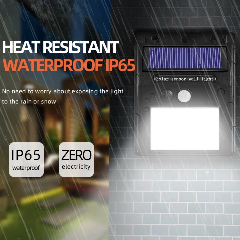 Solar Lights Outdoor, Solar Motion Sensor Outdoor Lights with 3 Lighting Modes, IP65 Waterproof Solar Fence Lights