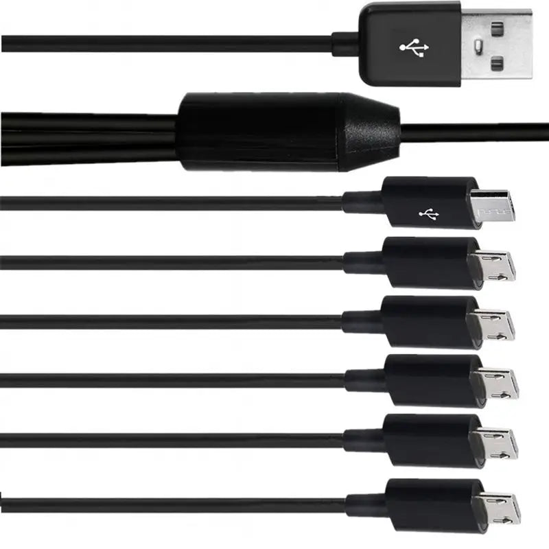 6-in-1 USB 2.0 A male to 6 * Micro USB 5-Pin Male Splitter Y-Shaped Data Charging Connector Adapter Cable 1/6 USB Charging Cable