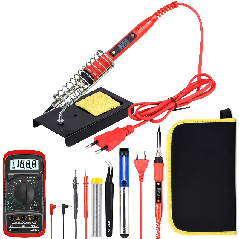 JCD Soldering Iron Kit With Multimeter Adjustable Temperature 220V 80W Welding Solder Rework Station Heat Pencil Repair Tools